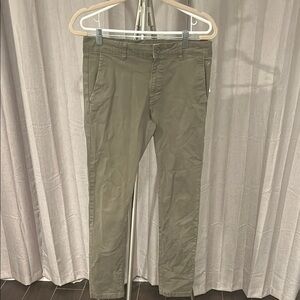 Zara Green Chinos Cotton Blend Straight-Leg